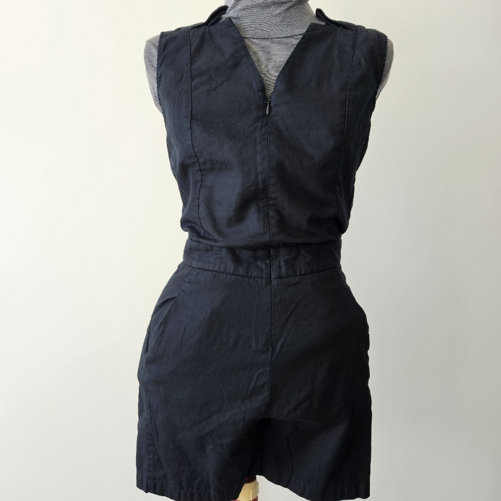 MM6 Maison Martin Margiela Black Sleeveless Zip Front Romper